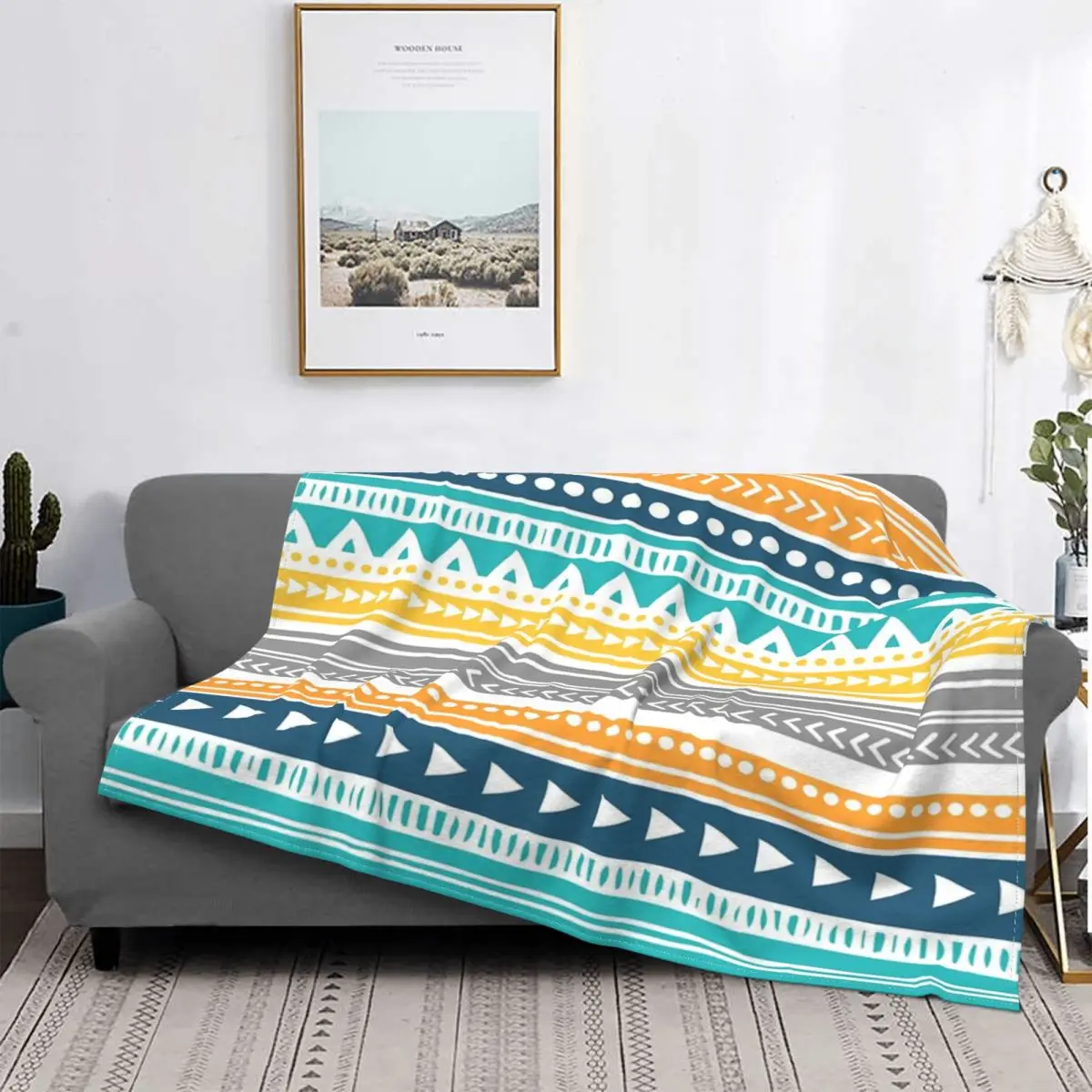 

Manta con estampado Tribal para bebé, cobertor de cama a cuadros, con capucha, naranja, amarillo, azul