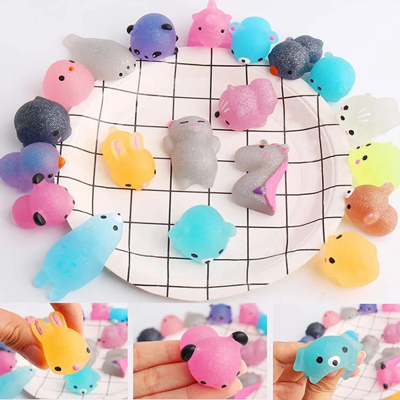 

20Pcs/lot Cute animal squeeze toy Mini Change Color Squishy Anti-stress Ball Squeeze Soft Sticky Stress Relief Funny Gifts