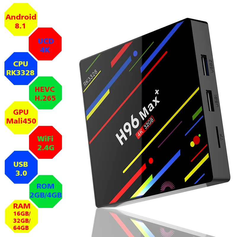 OTT Tv Box H96 Max Plus Android 8 1 RK3328 4K HD Smart Media Player 4G 64G четырехъядерный ТВ приставка Android|movie