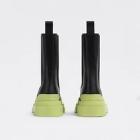 mumani hot new 2021 woman%e2%80%98s chelsea boots british style genuine leather green slip on ankle boots platform boots flat with shoe