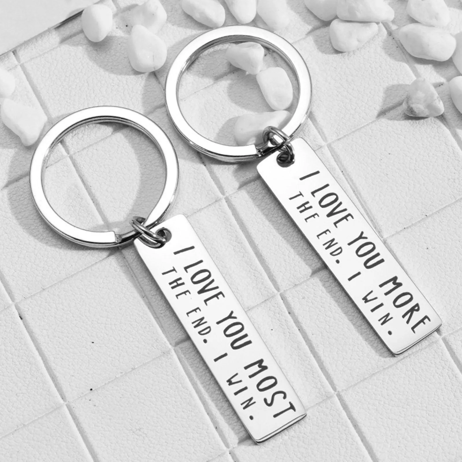 

I Love You More The End I Win Stainless Steel Keychain Valentine's Day Gift