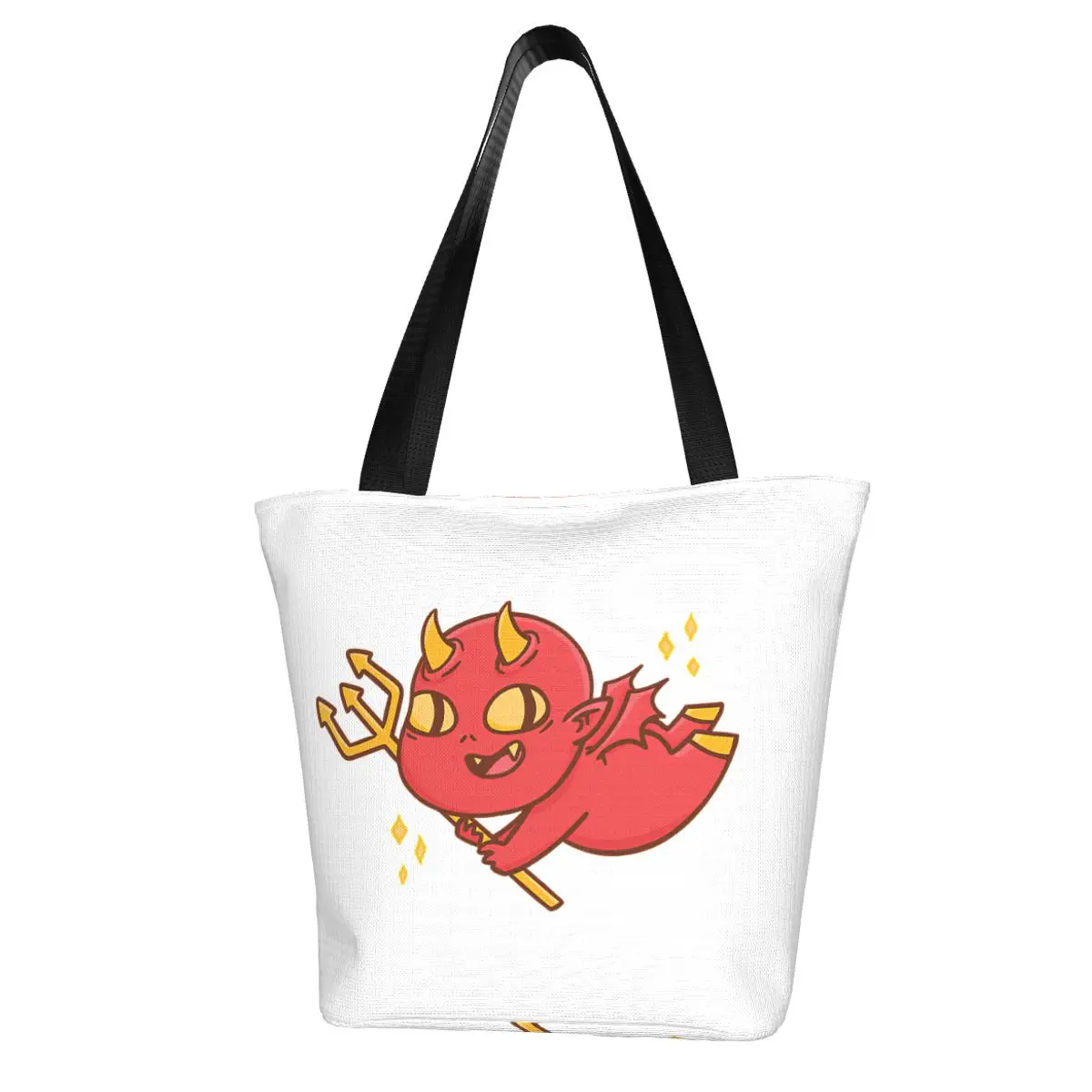 Chunk Baby Devil Cartoon With Fork And Horns Shopping Bag Aesthetic Cloth Outdoor Handbag Female Fashion Bags