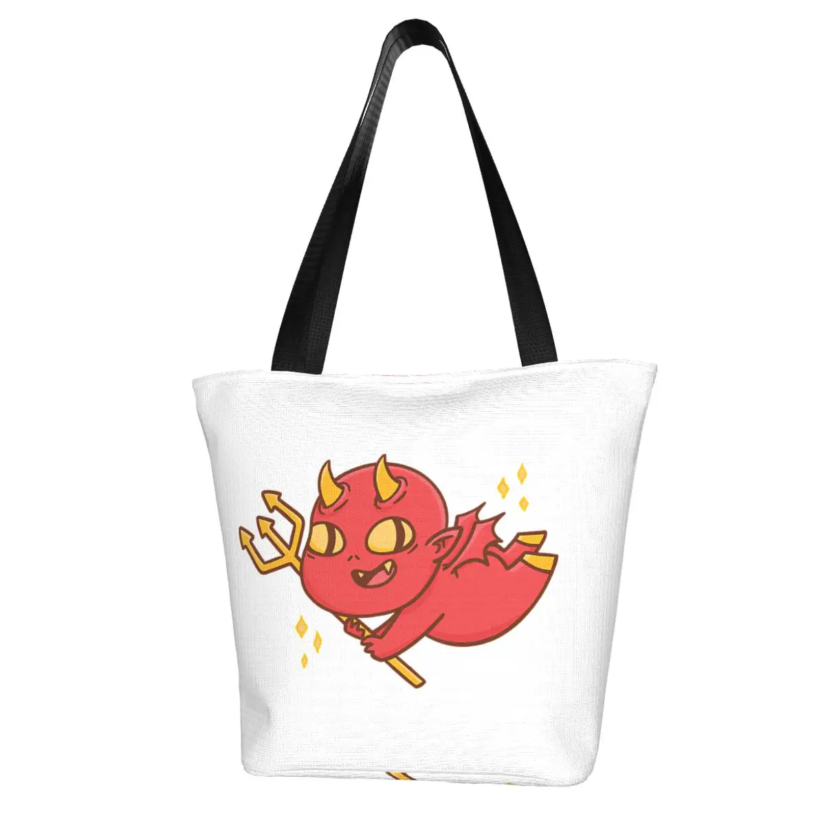 

Chunk Baby Devil Cartoon With Fork And Horns Shopping Bag Aesthetic Cloth Outdoor Handbag Female Fashion Bags