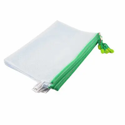

5 Pcs White Plastic Pen File A4 Document Bags Zipper Folders Pockets