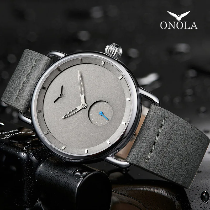 

Повседневные часы, мужские брендовые наручные кварцевые часы ONOLA, простые водонепроницаемые Роскошные часы кожа мужские часы