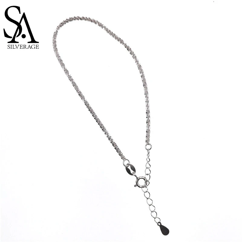 

SA SILVERAGE S925 Sterling Silver Sparkling Chehuakou Character Bracelet Korean Style Simple Basic First Jewelry Wholesale