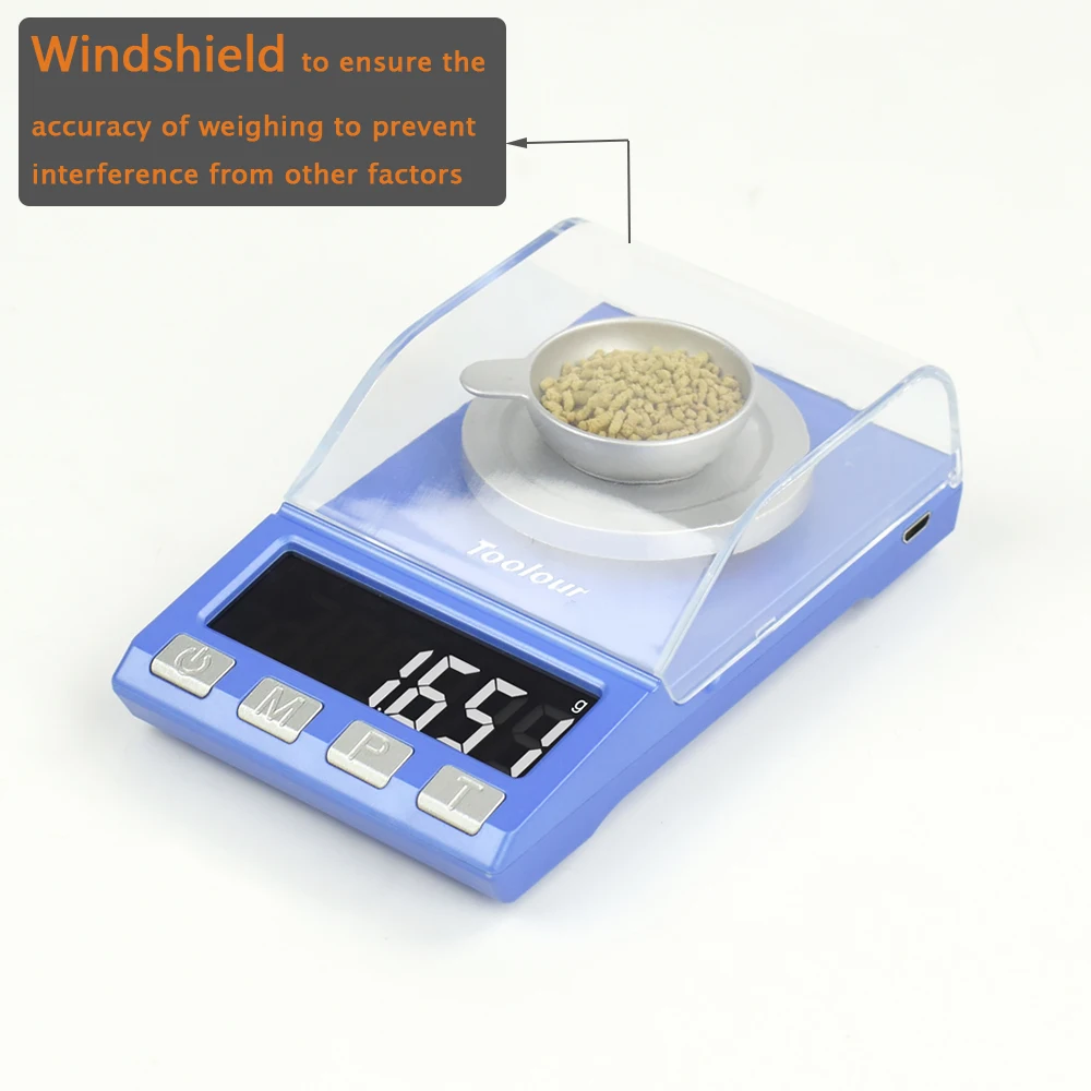 Toolour100g/50g X 0,001g мини точность ювелирной шкалы ЖК-дисплей портативные весы usb зарядка для лабораторной медицины электронные