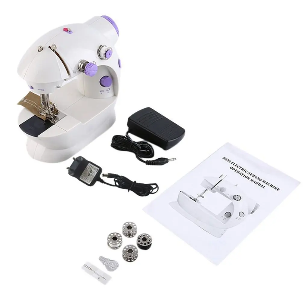 Portable Household Mini Sewing Machine Electric Crafting Mending 2-Speed Double Thread with Light Foot Pedal EU Plug | Дом и сад