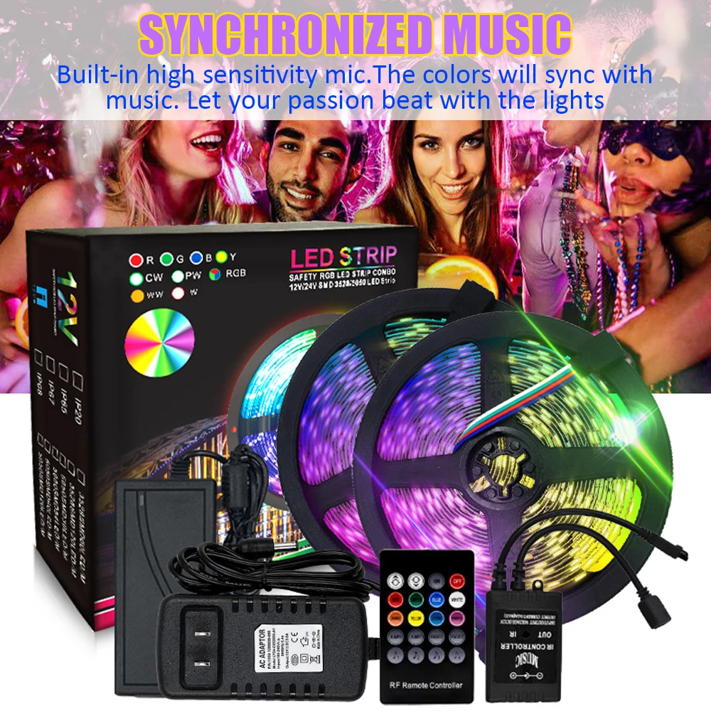 Светодиодная ленсветильник RGB 5050 световой канасветильник s музыка синхронизация