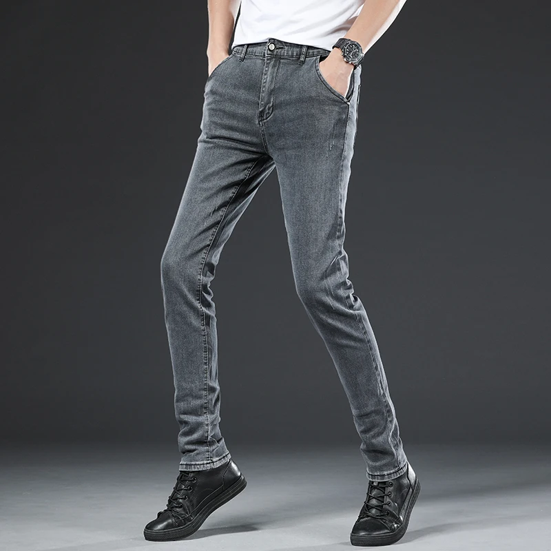 

2021 New style Fashion Male spring slim fiit Casual jeans/Men's cotton High quality tight Pencil pants/Haren trousers for men