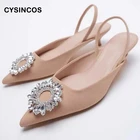 2021 летние туфли-лодочки женские сандалии с ярким украшением Стразы туфли с острым носком для женщин Весна Лето Свадебная обувь
