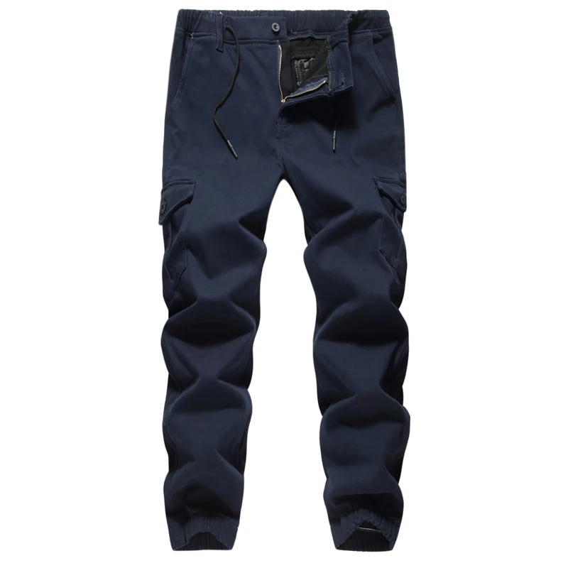 

2020 Fleece Warm Winter Cargo Pants Men Casual Multi-pocket Mens Military ArmyGreen Autumn Pencil Harem Pant Male Pantalon Homme