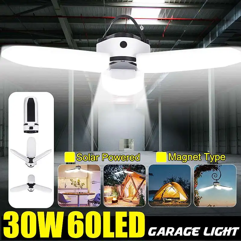 

6500K 3 Leaves 60 LED Lights IP65 Waterproof 5 Working Mode USB Rechargeable Solar Powered Ceiling Lights LED Bulbs & Tubes