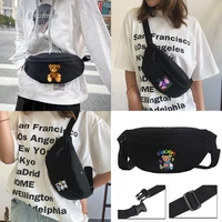 multifunctional unisex waist bag outdoor sports cute teddy bear pattern printing fashion fitness cycling bag shoulder bag wallet