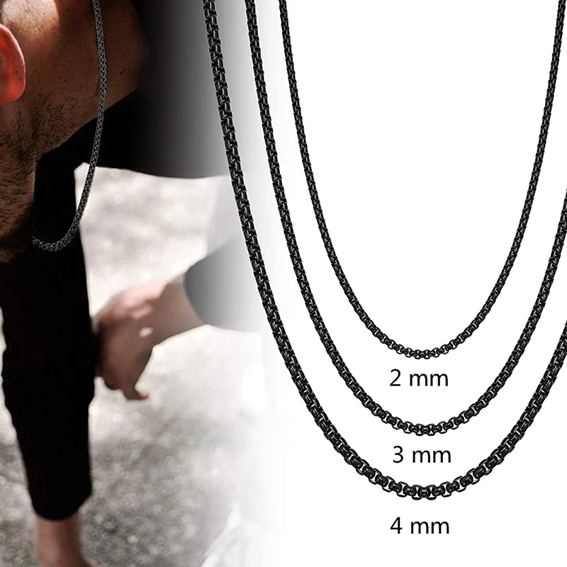 Ожерелье мужское золотое ожерелье из нержавеющей стали Черное длинное хип-хоп