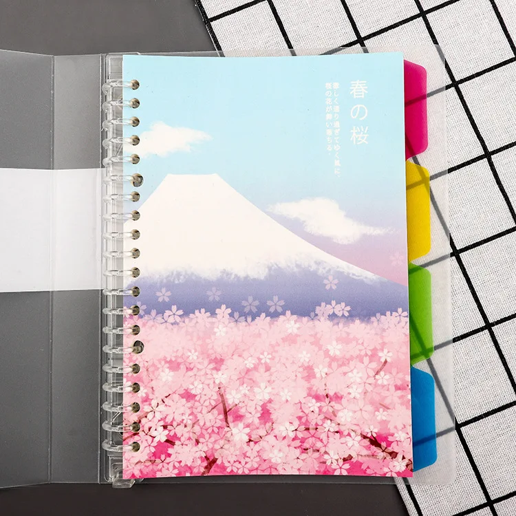 

A4/B5/A5 colored index page notebook transparent cover diary planner paper loose-leaf book for student category pages stationery