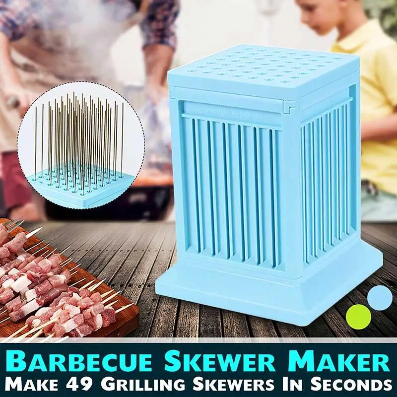 

skewer box Hot BBQ 49 Holes Meat Skewer Kebab Machine Beef Meat Kabobs Maker For BBQ Barbecue Skewer Kitchen Accessory