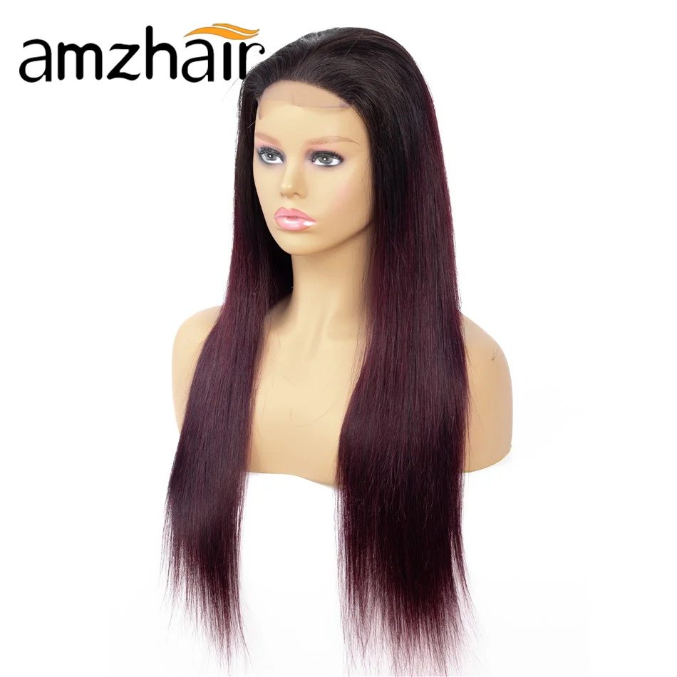 Парики 1B/99J Ombre цветные прямые 4*4 Человеческие волосы Remy бразильские 150 плотность