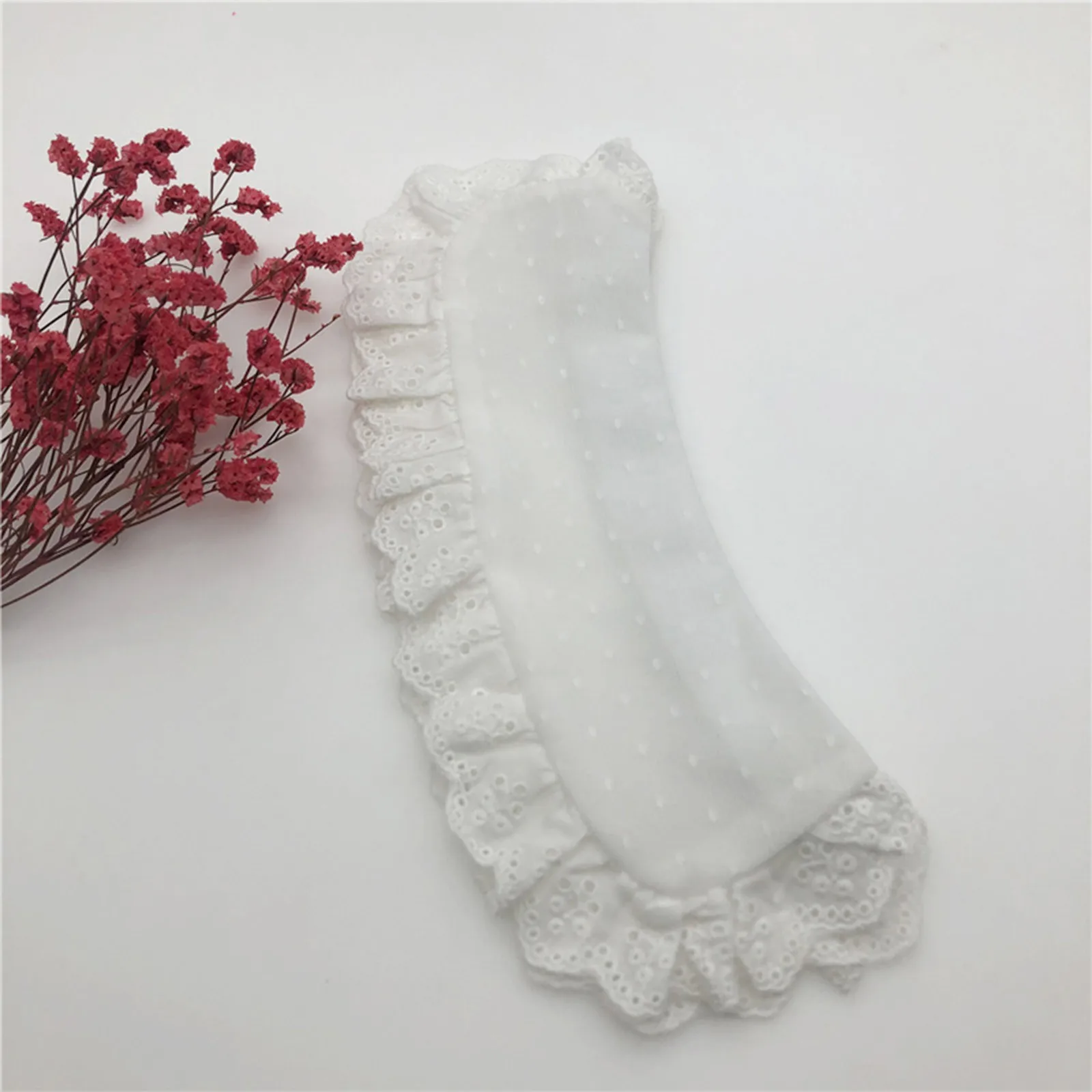 

Women Fashion Cute Front Tie White Lace Fake Collar Detachable Shirt False Collar Ladies Vintage Lapel Blouse Accessories