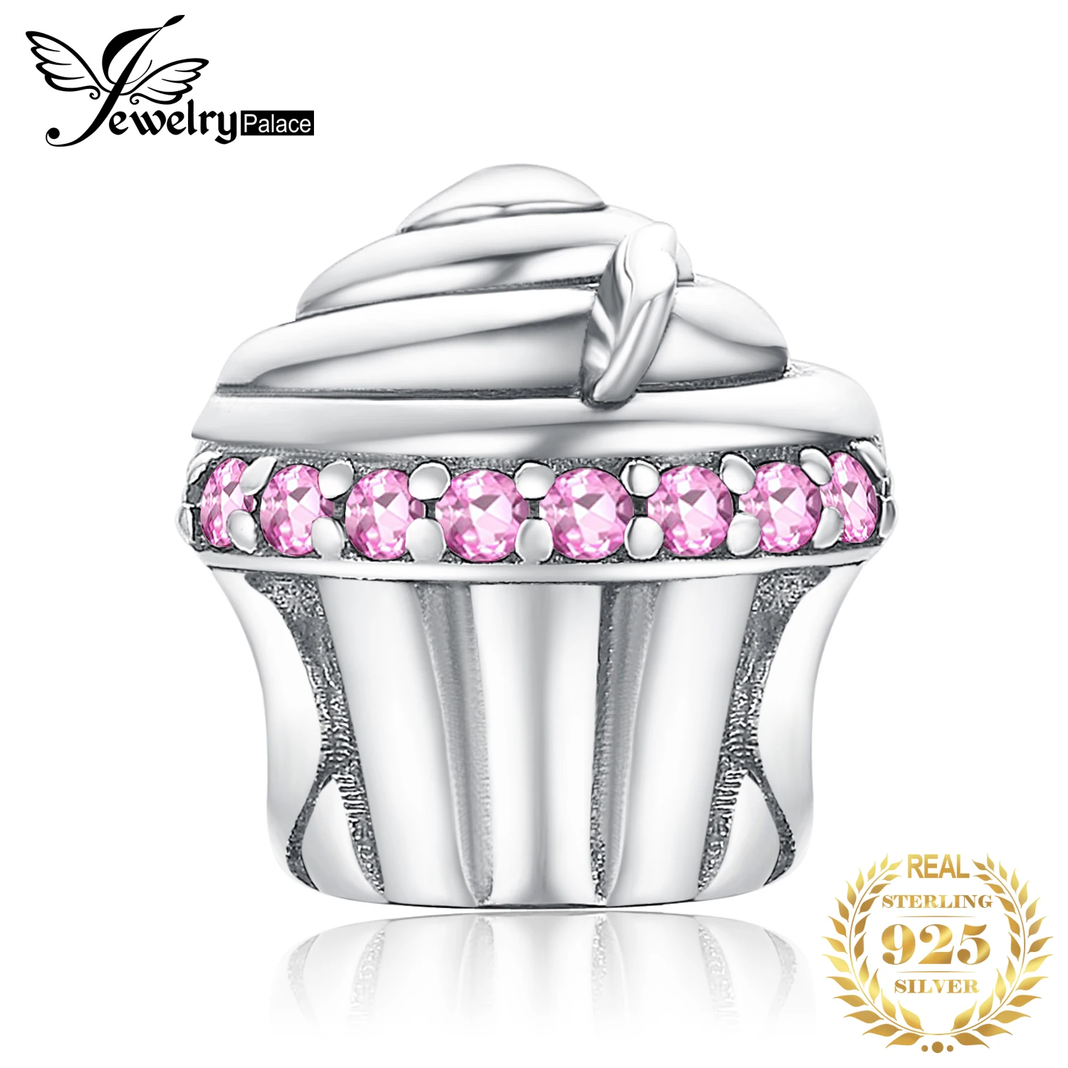 JewelryPalace Милая любовь кекс создан розовый сапфиры стерлингового серебра Шарм