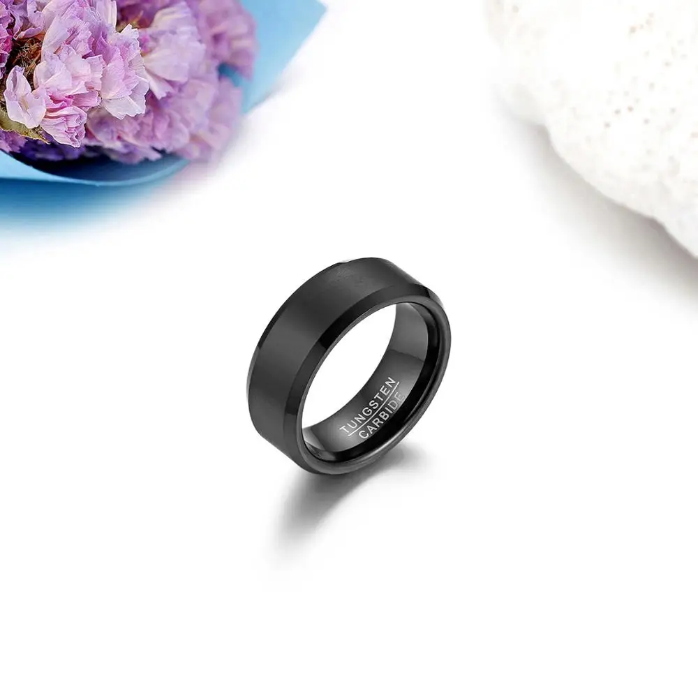 BONISKISS модное мужское кольцо из черного вольфрама для мужчин вольфрамовое