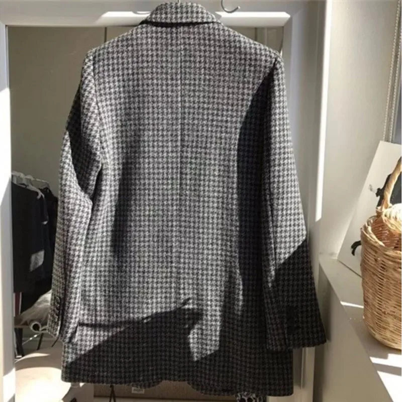 Женский пиджак в корейском английском стиле офисные винтажные толстые пушистые