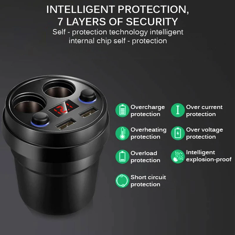 Многофункциональное автомобильное зарядное устройство адаптер питания с 2