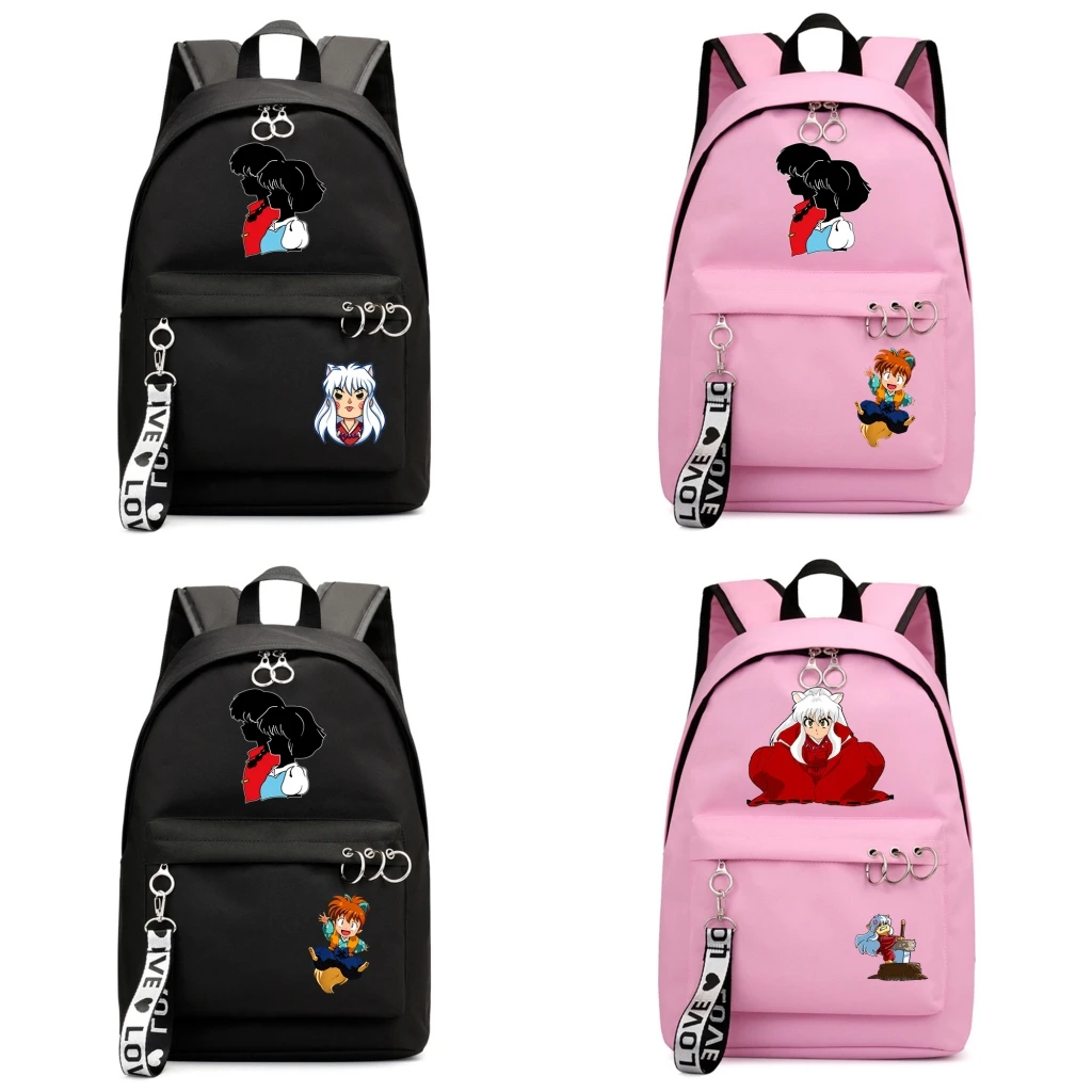 

Canvas Packsack Inuyasha Rucksack Zipper Casual Boys Girls Backpack Fashion Shoulders Laptop Bag Teenger Student Bookbag Gift