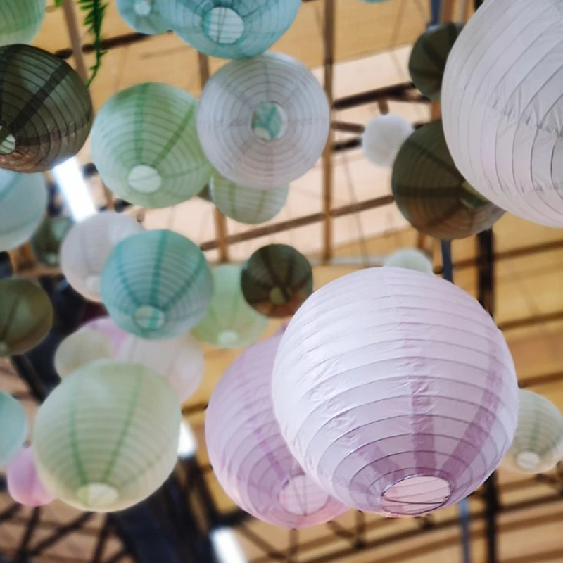 

5Pcs 10/15/20/25/30cm Round Chinese Paper Lanterns Festival Supplies Wedding Birthday Party Crafts Hanging Lantern Ball Deocr