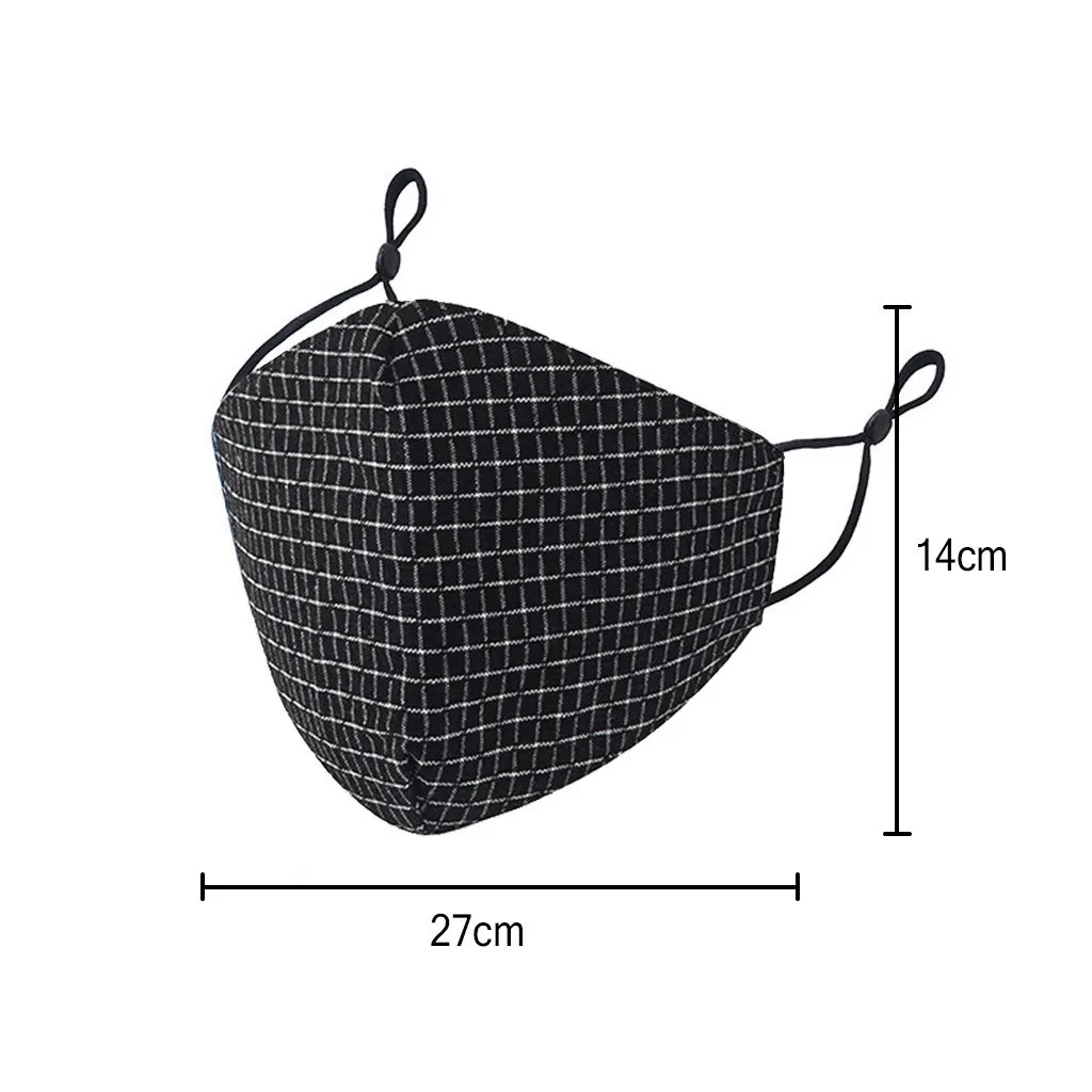 

Women's Vintage Plaid Cotton Washable Reusable Mask Breathable Mouth Face Masks Adjustable Outdoor Windproof Facemask