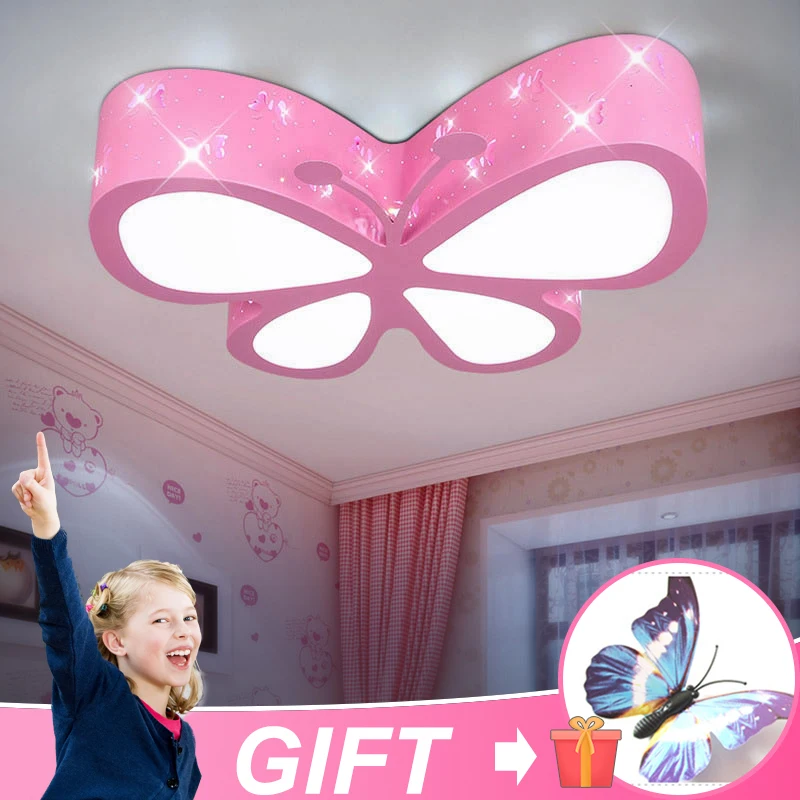 

Homhi Pink White Butterfly Kid Room Ceiling Lamp Led Light Children Luminaire Deco Home Bedroom Decoration Lampara Techo HXD-052