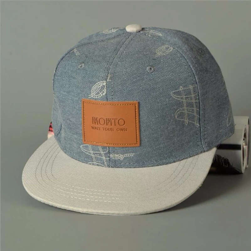 

2021 New cotton denim hat affixed cloth letters casual fresh graffiti snapback caps for woman men bone hip hop baseball cap