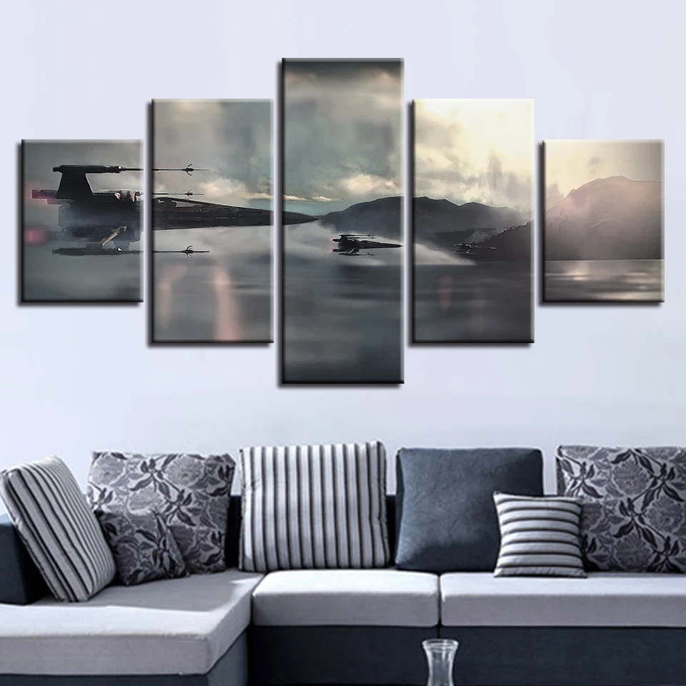 Холст картины Звездные войны битва фильм плакат 5 стены искусства рамки домашний