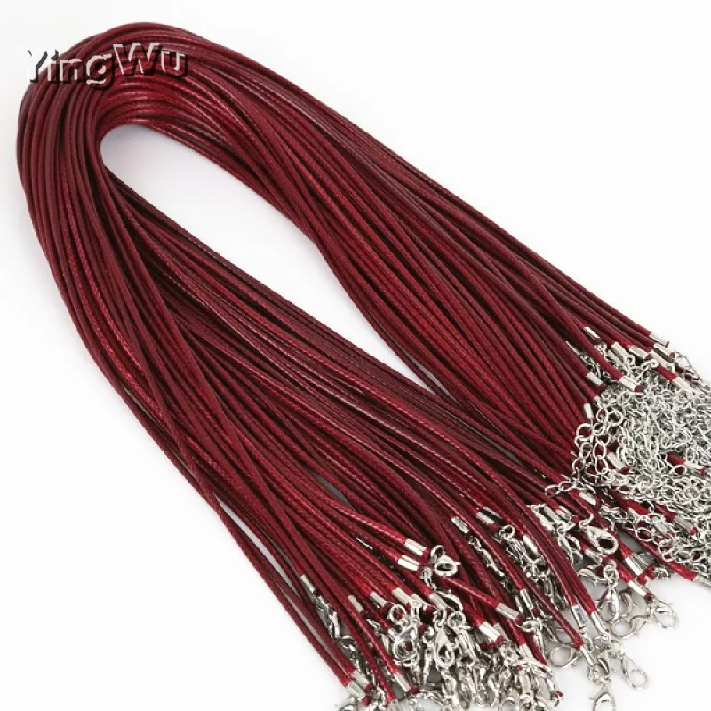 

Yingwu Wholesale 100Pcs/lot Handmade Leather Adjustable Braided Rope Necklaces Charms Findings Lobster Clasp String Cord