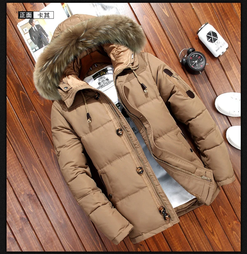 40 Degree Cold Resistant Down Jacket Men Thick Warm 90% White Duck Down Hooded Natural Fur Collar Man Waterproof Mens Down Coat