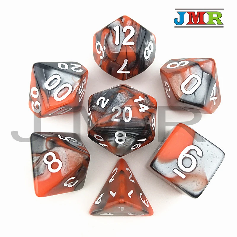 Оранжевый X серый с белым номером двойной цвет игра для DND 2-цветной эффект Rpg кости
