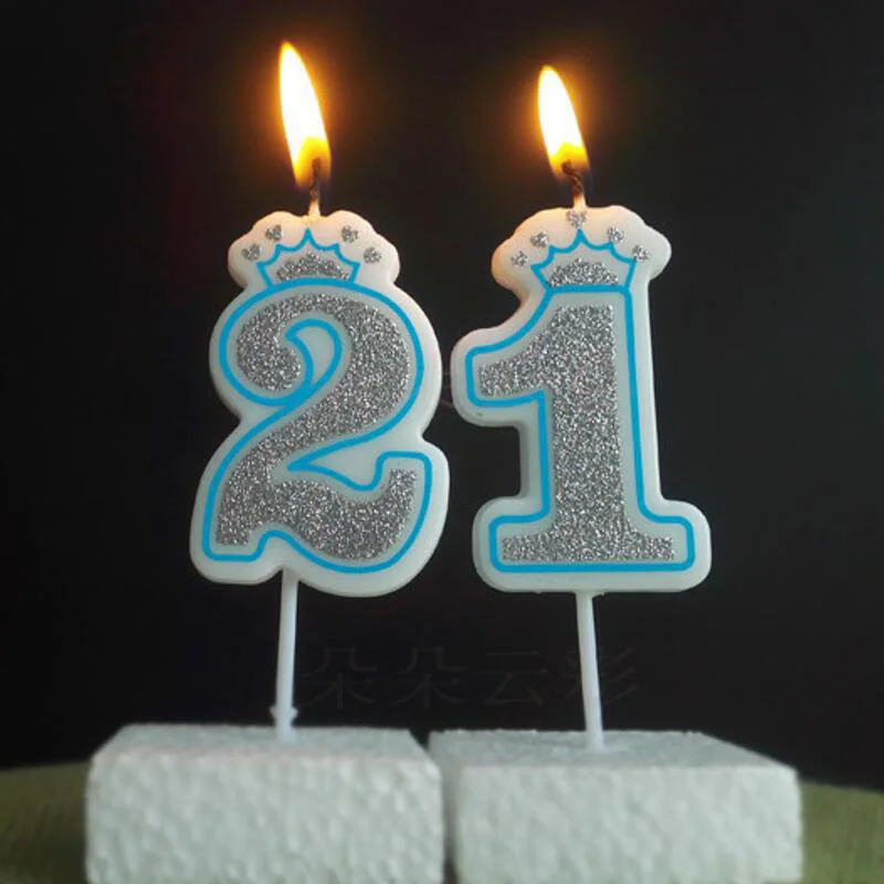 Блестящая свеча с цифрами от 0 до 9 серебряная на день рождения днем свечи для