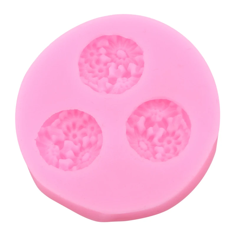 3 отверстия 3D силиконовая формочка в виде цветов форма для мыла конфеты