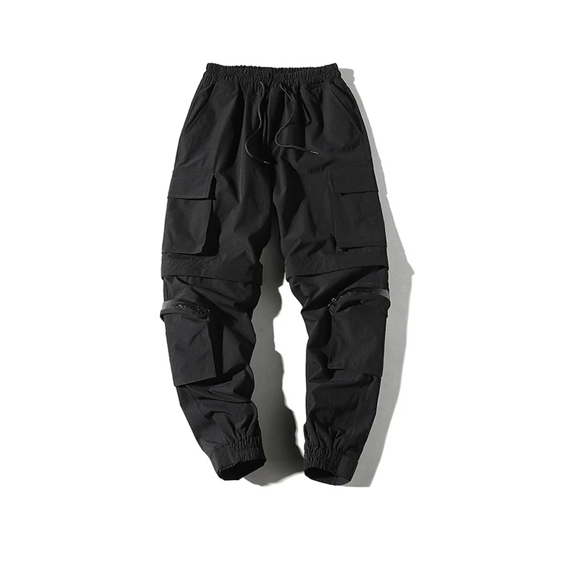 Black 9023 Harajuku/Одежда для пребывания на открытом воздухе штаны, новые модные штаны уличная шить Цвет Джоггеры в стиле «хип-хоп», длинные штаны Для мужчин с эластичной резинкой на талии, брюки-карго - Цвет: Black 9023
