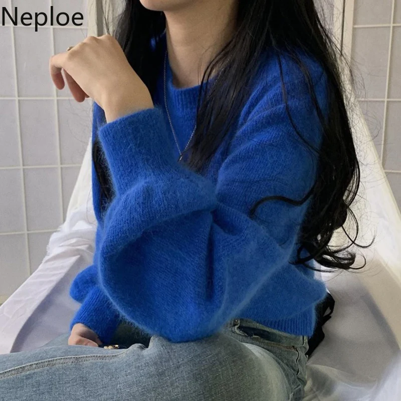 Neploe O Neck Lantern Long Sleeve Pullover Sweater Female Autumn Winter Clothes Loose Solid Pull Femme Warm Bottom Jersey 47467 | Женская