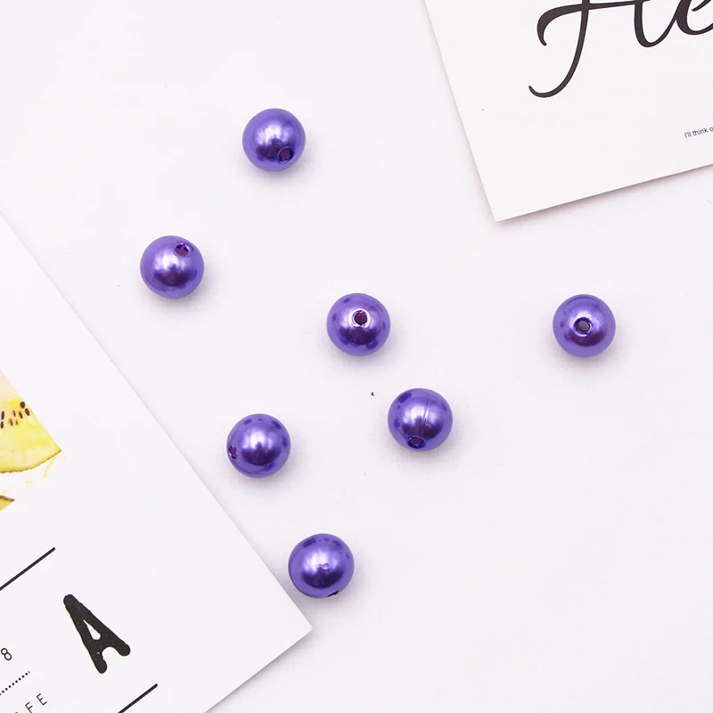 600purple 100 шт. 4/6/8/10/12/14 мм белого цвета высокого класса DIY европейский стиль бисер для одежды Перл ABS Свободные Круглые бусины для рукоделия для Модные украшения для изготовления - Цвет: 600purple