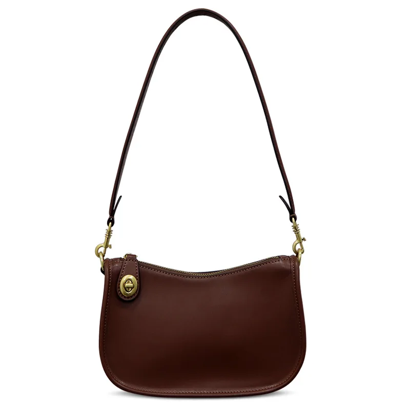 

2021 Luxury Women Handbag Genuine Leather Ladies Bags Half Moon Shoulder Bags for Women Cow Leather Phone Clutch