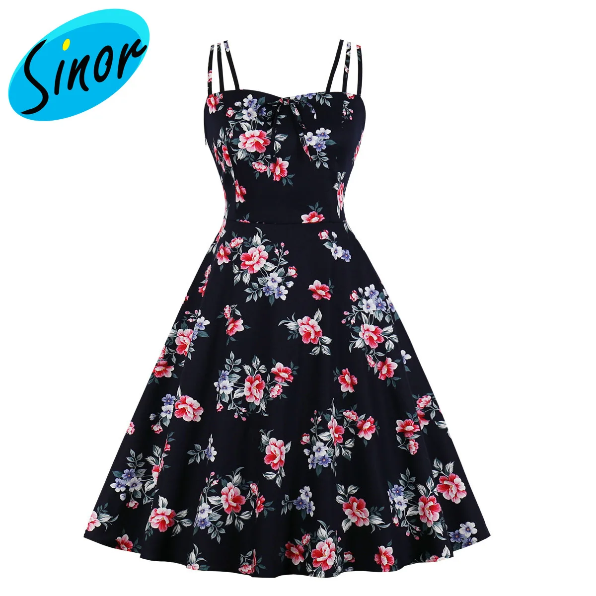 

Original design dress 2021 summer printed floral suspender dress 2165 banquet dress