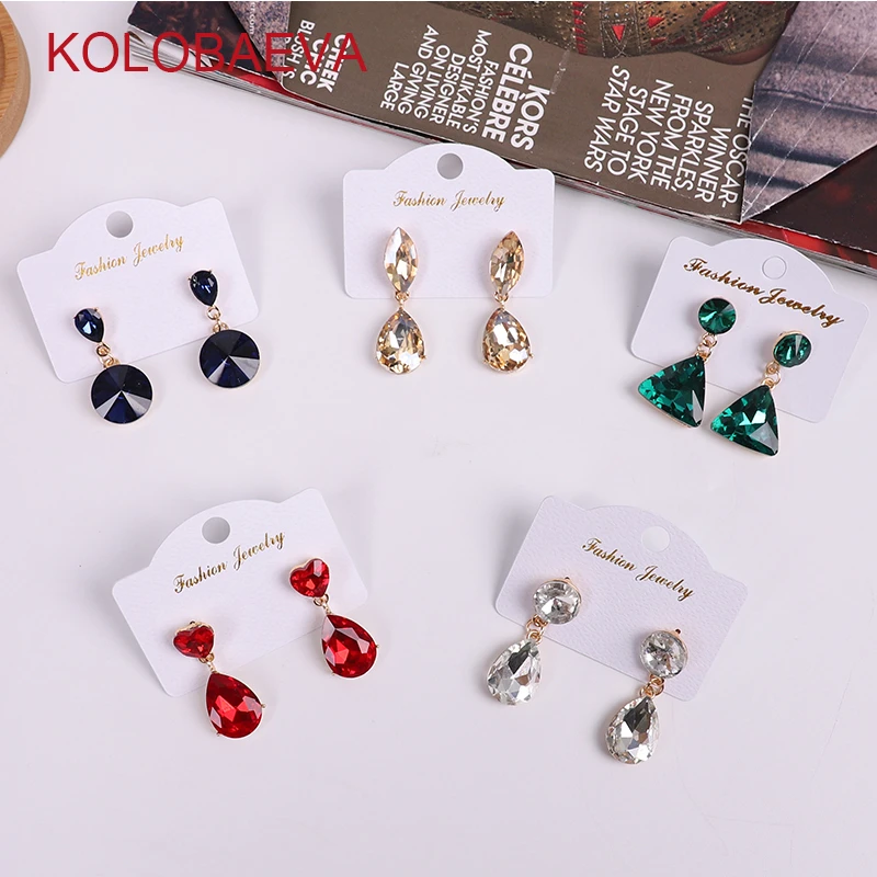 Женские серьги с кристаллами новые модные геометрические подвески в стиле панк