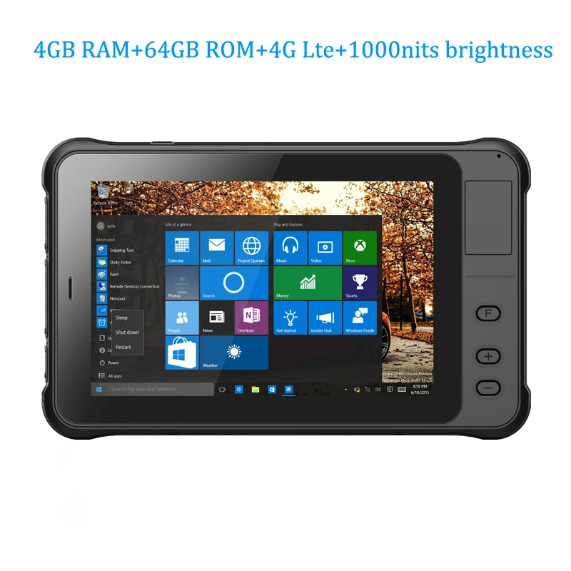 

7 Inch Rugged Tablet PC 4GB RAM 64GB ROM 4G Lte 1000nits Brightness 1D 2D Barcode Scanner RFID NFC Bluetooth Windows 10