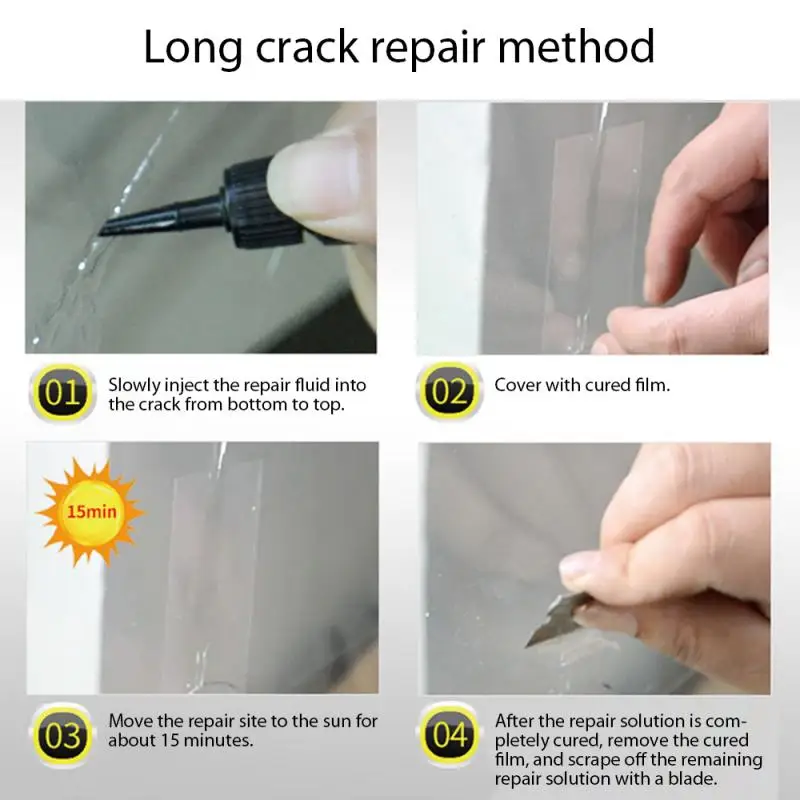 

1set Cracked Glass Repair Kit Windshield Kits DIY Cars Window Tools Glass Scratch Car Accessories Tools For Repairing Glasses