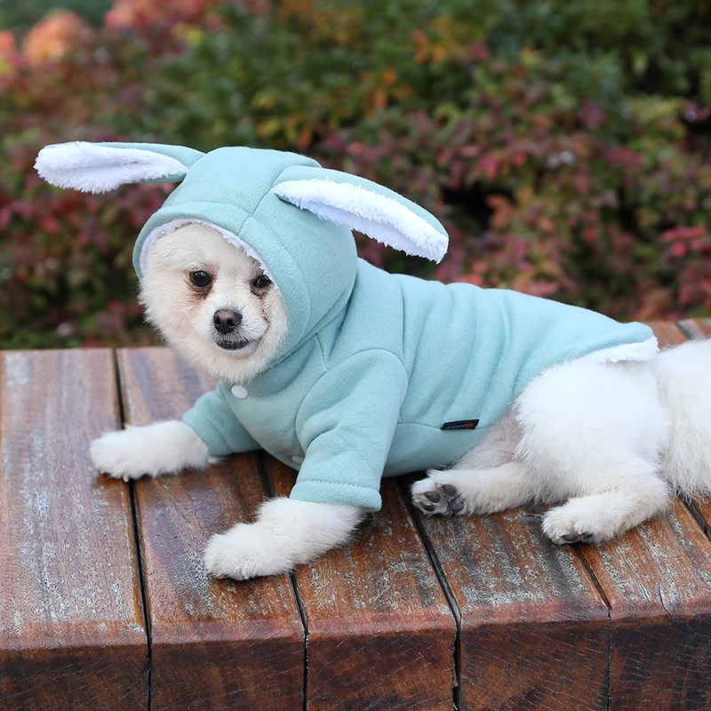

Cute Hooded Coat Jacket Winter Warm Pet Clothes For Small Dogs Sweet Rabbit Ears Shape Puppy Cat Clothing Costume