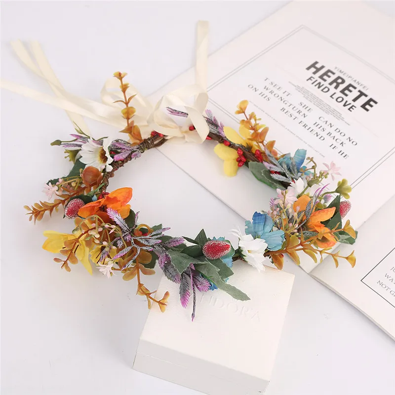 CC Цветочная Корона искусственный Венок Свадебные аксессуары для волос женщин