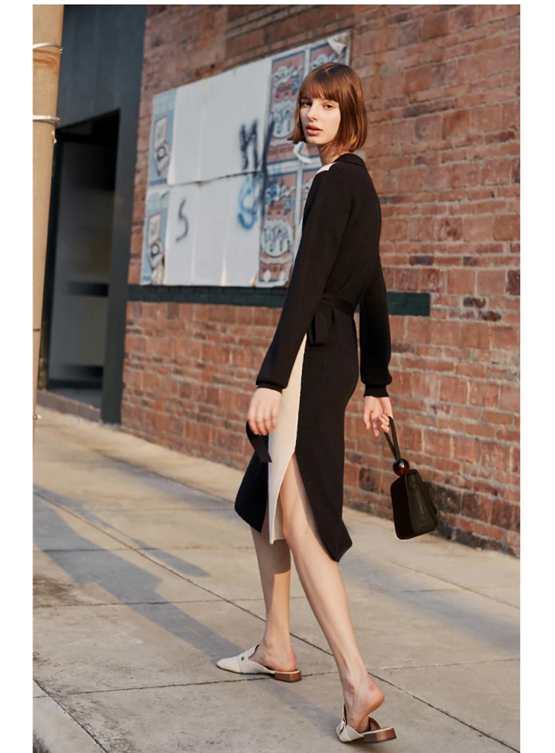 

[EAM] Black Contrast Color Knitting Cardigan Sweater Loose Fit V-Neck Long Sleeve Women New Fashion Spring Autumn 2021 1H820