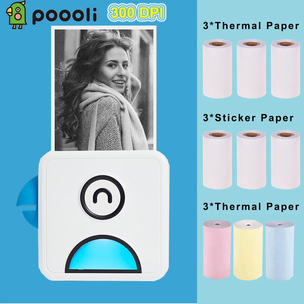 Poooli L2 принтер этикеток 300 точек/дюйм карман Термальность фотопринтер BT